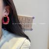 Colorful Red Woolen Hoop Earrings for Autumn and Winter - Large Bohemian Ethnic Retro Hong Kong Style Festive Accessory