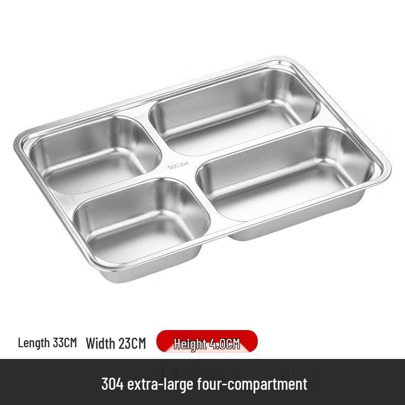 JingJingRS Stainless Steel Divided Lunch Tray with Lid