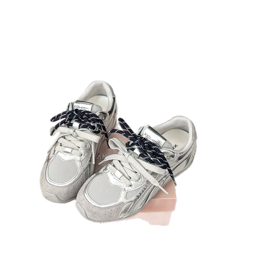 Retro Versatile Mandarin Duck Shoelaces Inner Height Increase Maillard Dexun Shoes Women's 2025 Autumn New Fashionable Versatile Jogging Shoes