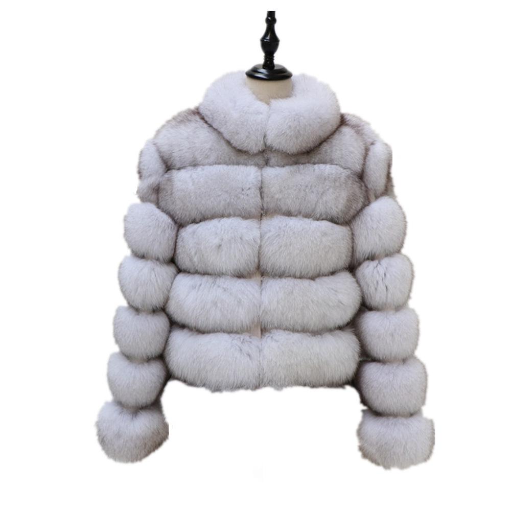 Women's Autumn/Winter Faux Fur Coat with Fox Fur Accents