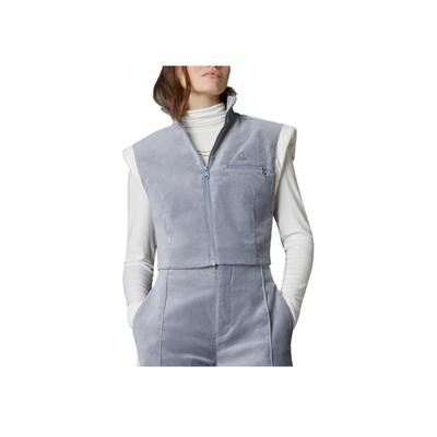 Originals Trefoil Challenger Zip-Up Collar Cropped Sleeveless Jacket Women Tops Blue Light-Grey HN1001