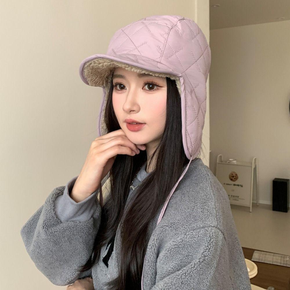 Mit Ohrenklappen Lei Feng Mütze Verdickte Lammwolle Damen Plüschmütze Outdoor Radfahren Kopfbedeckung