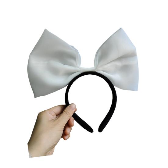 

Women Headband Non-Slip Satin Hairband with Large 3D Bow Design Party Wear Birthday Photo Prop Accessories білий