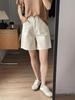 Women's High-Waisted Apricot Denim Shorts, Plus Size, Loose, Slimming, Wide-Leg, Summer 2025 Collection