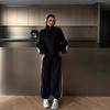 2026 Womens Fashion Casual Set Color Block Zip Up Cardigan Pants Two Piece