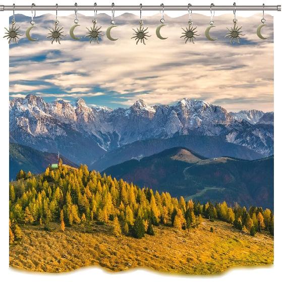 Sun Moon Celestial Shower Curtain Hooks Rings - Mid Century Abstract Boho Shower Curtain Hooks, Minimalist Vintage Cute Shower Hooks,Chic Mystic