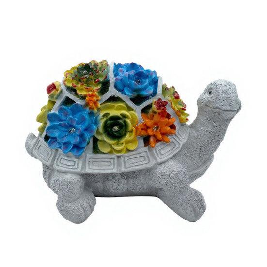 Yousheng Solar Turtle Statue Light, Garden Resin Turtle Succulents Sculpture Solar Light, Outdoor Waterproof Solar Yard Light for Patio Lawn