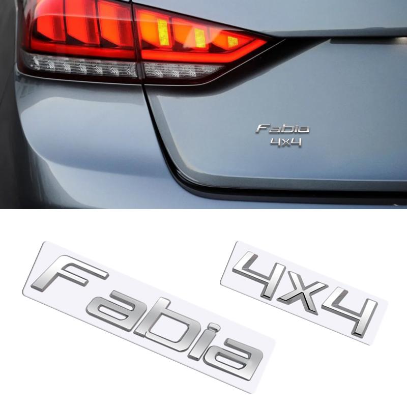 DDWO5 MetaL 3D Badge Logo Car Rear Trunk Body Sticker Letter Emblem For Skoda FABIA 4X4 Accessories Glossy Black Matte black