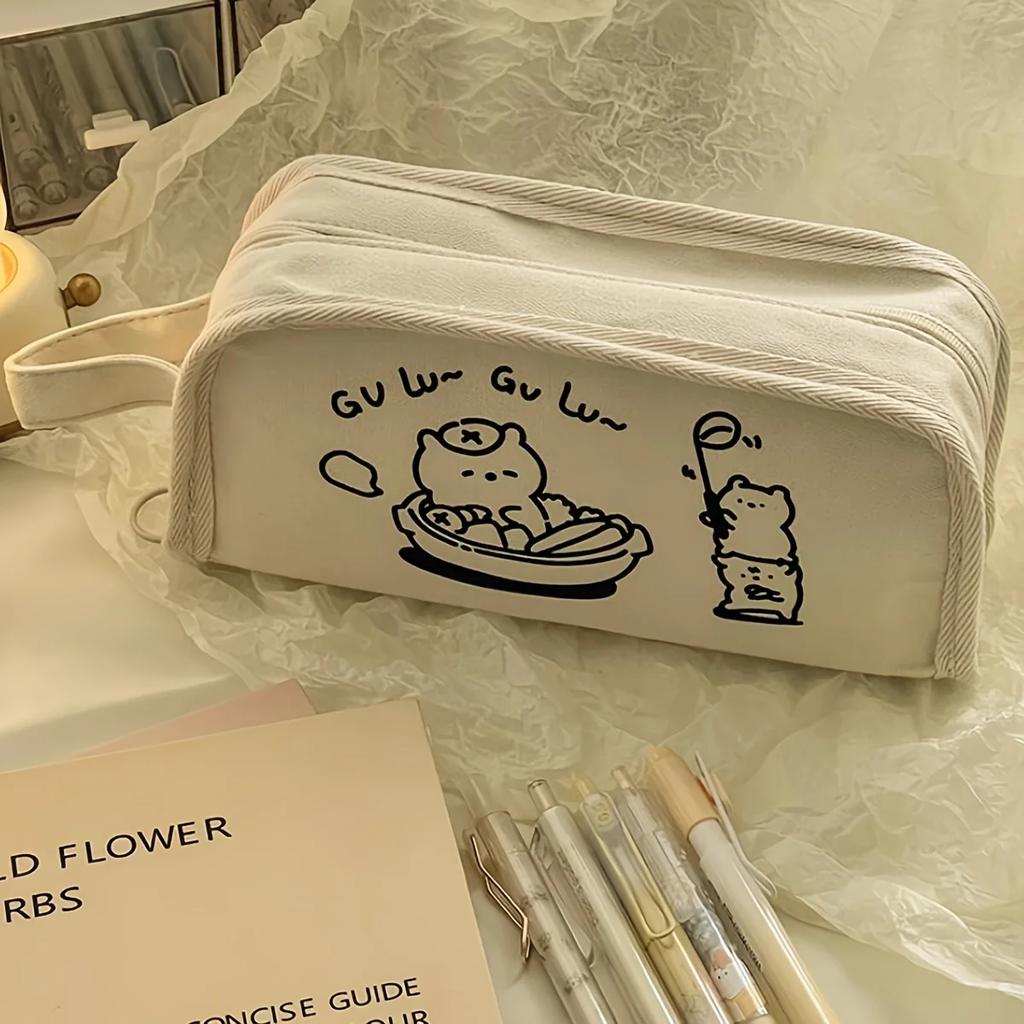 1pc Large Capacity Pencil Case, Stationery Pencil Case, Simple Pen Case. Zippered Pencil Case, School Supplies,