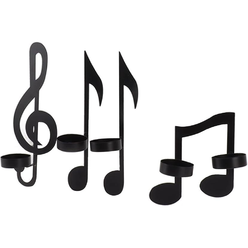 Black Music Note Wall Sconce,Vintage Art Musical Note Candle Holders,Treble Clef Musical Note Wall Decor for Home Office Classroom,Housewarming Gift,