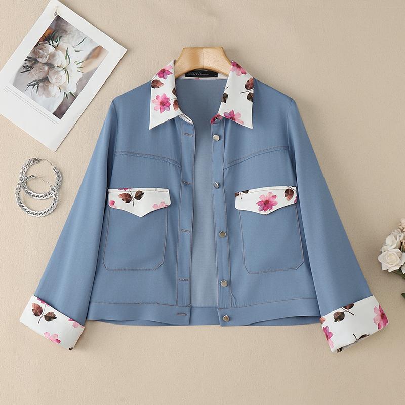 ZANZEA Women Floral Splice Turn Down Collar Long Sleeve Casual Blouse