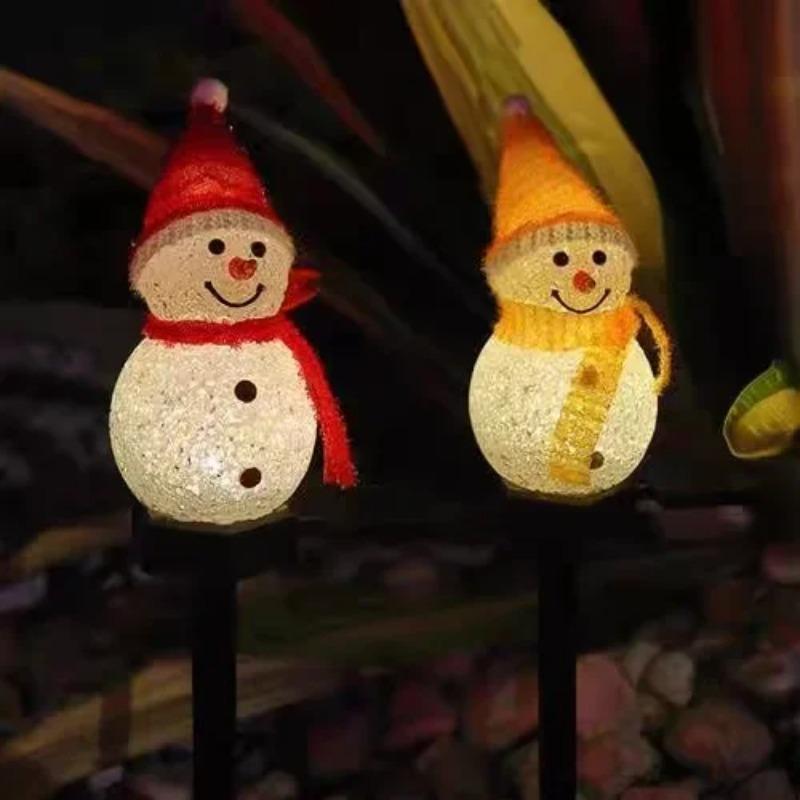 Solar Ground Lights Christmas Snowman Decoration Atmosphere Nightlight Outdoor Garden Garden EVA Rice Grain Snow Man