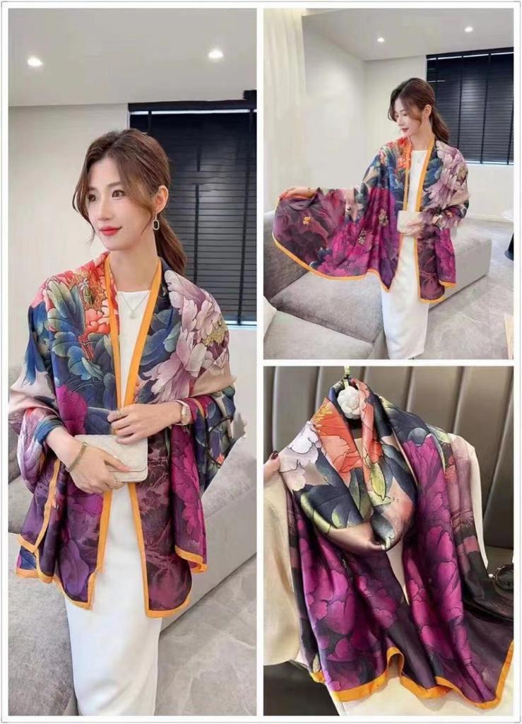 180*90Cm Scarves Luxury Long Silk Scarf Women Soft Shawl Wrap Muffler Hijab Bufanda Foulard Female Bandana Beach Stoles