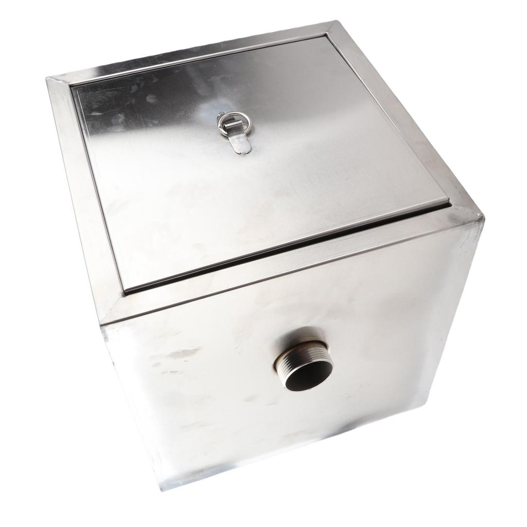 30x30x30cm Commercial Grease Trap Stainless Steel Connection Grease Interceptor for 50mm Inner Pipe
