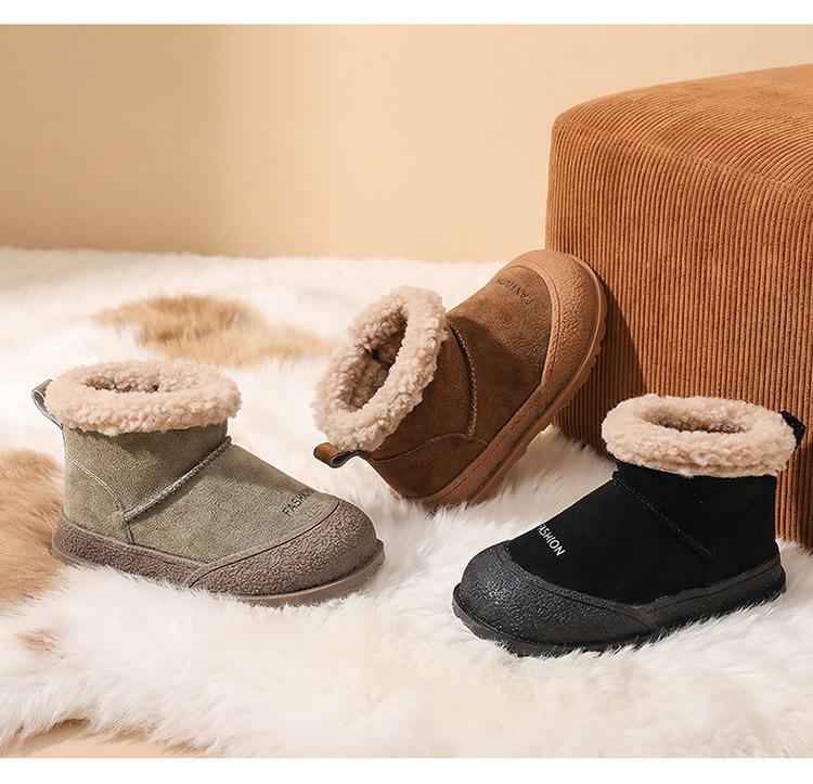 2025 Winter Baby Versatile Snow Boots: Warm Velvet-Lined, Mid-Calf Round Toe, Flat Sole