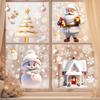 Christmas Window Static Stickers 2/4 Sheet Easy Peel Removable Santa Reindeer Snowflake Decals for Winter Holiday Party Decor