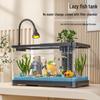 Goldfish Tank Desktop Aquarium with Filtration, Oxygenation, and Lid - Ecological Landscaping All-in-One for Living Room Household Use.