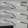 3 PCS Classic Reading Glasses For Men Women  Rimless Design Presbyopic Glasses Blue Light Blocking High Definition Lenses