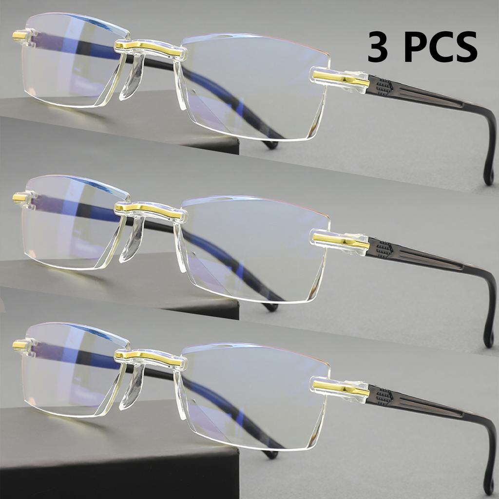 3 PCS Classic Reading Glasses For Men Women  Rimless Design Presbyopic Glasses Blue Light Blocking High Definition Lenses