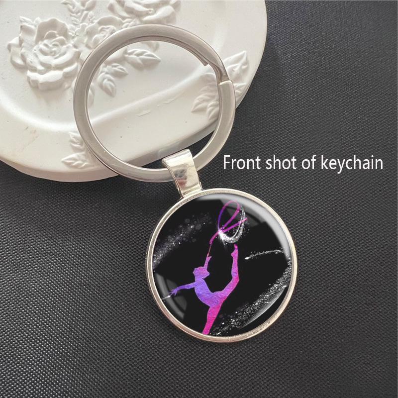 Rhythmic Gymnastics Time Gem Keychain Pendant - Alloy Keyring Ornament Gift
