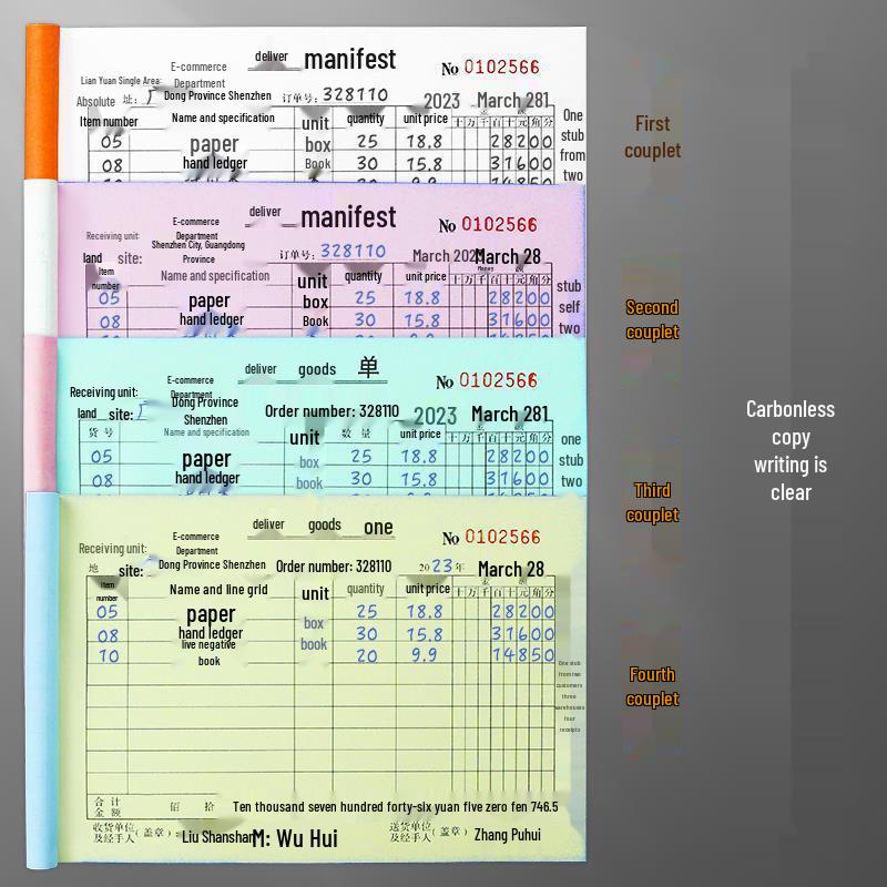 Multi-Part Delivery Note & Sales Invoice Book - Thickened Two, Three, or Four-Part Forms for Handwritten Receipts