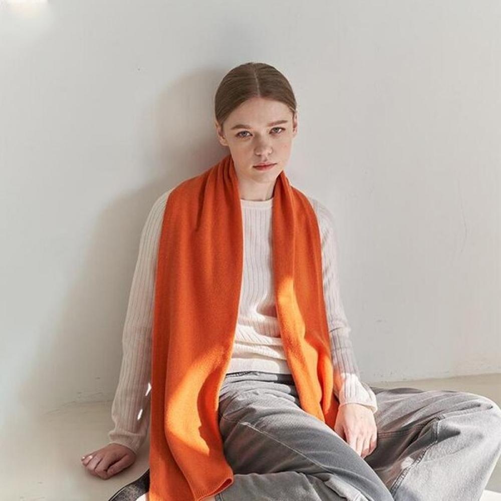 Dal Cashmere Premium Cashmere 100 Knit Muffler Orange Single option