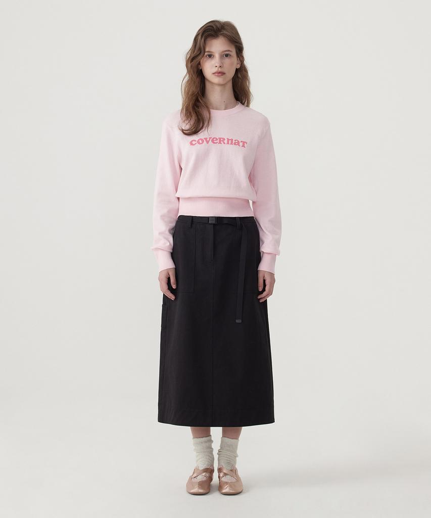 COVERNAT WOMAN Cooper Logo Round Neck Knit Light Pink