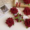 Women Hairpin French Style Artificial Rose Flower Decor Hair Clip Anti-slip Teeth Side Bang Hair Pin Holiday Leisure Hair Accessory