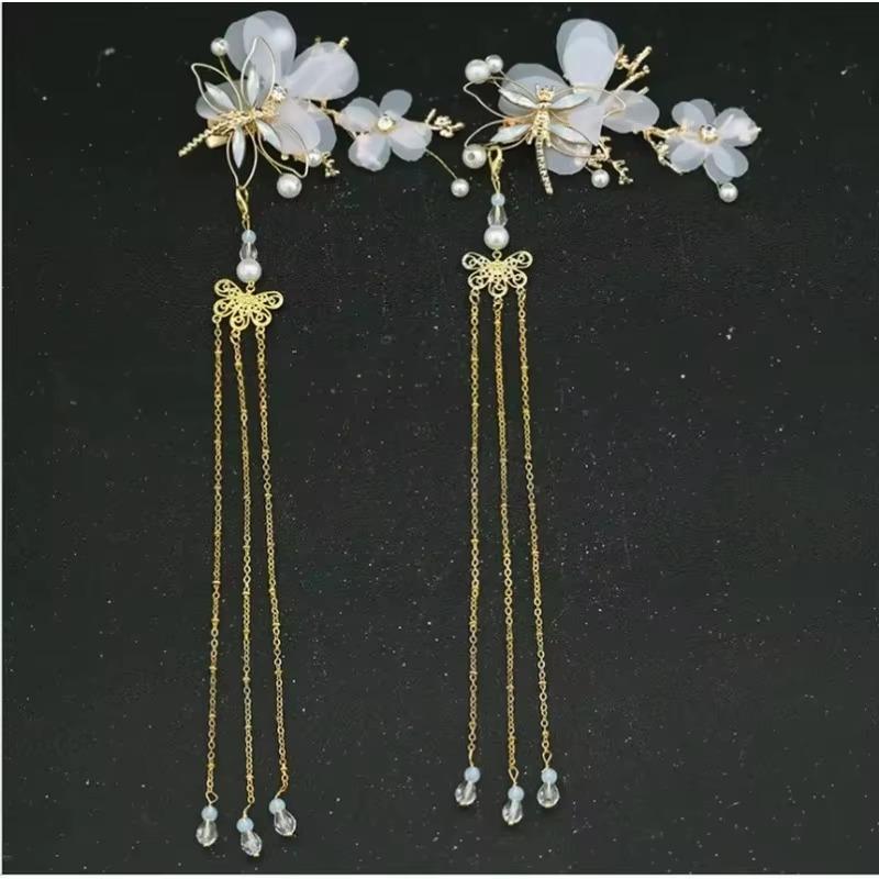 Chinese Tassel Hairpin Women Fashion Elegant Classical Style Dragonfly Traditional HANFU Headwear Accessories for Women Gifts