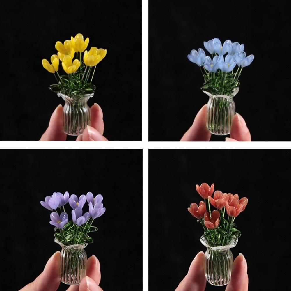 Colorful Handcrafted Floral Sculpture Lovely Glass Flower Bouquet for Home Room Decoration