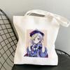 Shopper Genshin Impact Qiqi Anime Shopping Bag Harajuku Canvas Bag Large Capacity Collapsible Kawaii Women Shoulder Bag Handbag