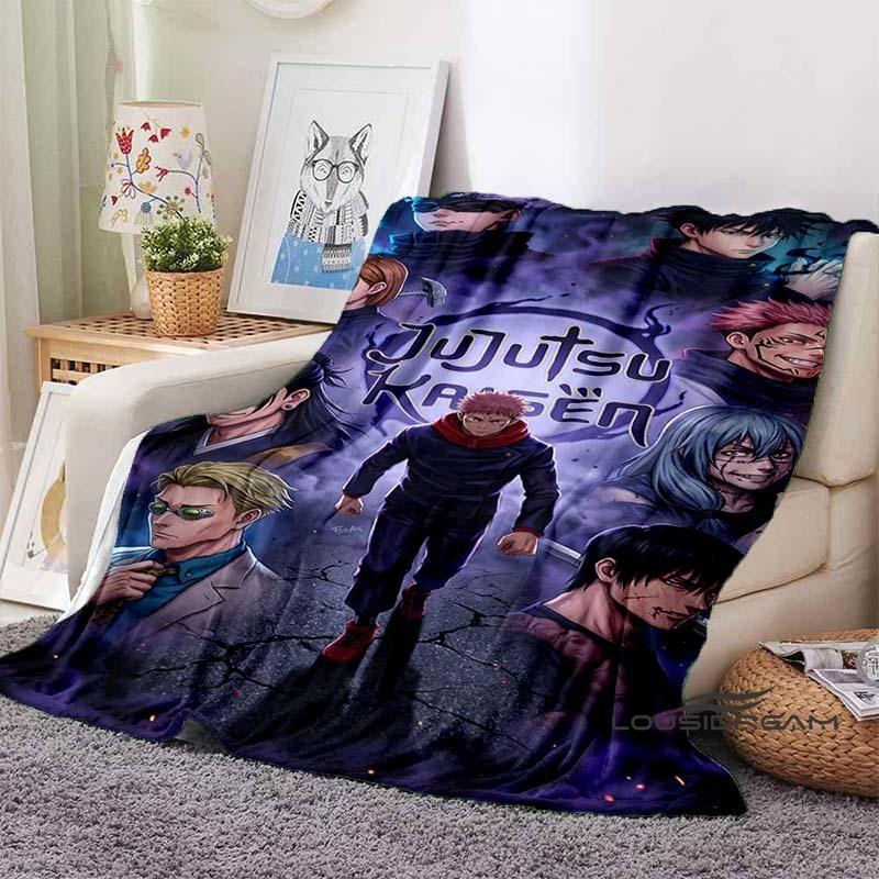 Jujutsu Kaisen Cartoon-Themed Flannel Blanket — Soft & Cozy Throw for Bed, Sofa, or Picnic Use — A Great Gift for Kids