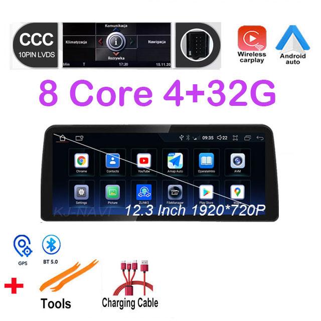 

8 ядер для BMW 5 серии E60 E61 CCC CIC система 12,3 дюйма Android 14 IPS автомобильный радиоплеер мультимедиа GPS навигация видео