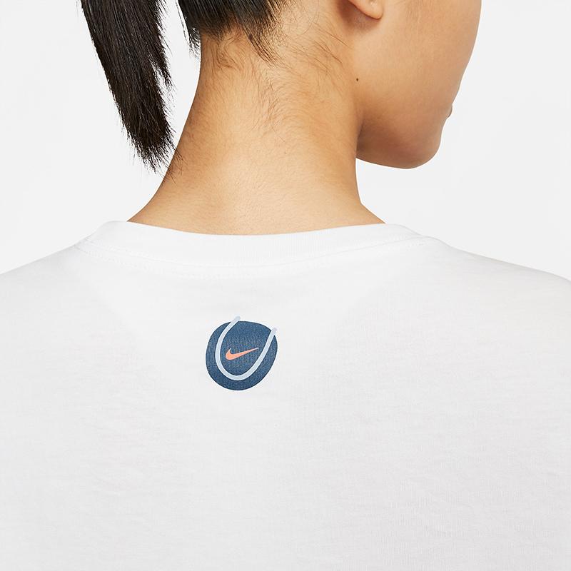 Nike Logo Print Comfortable Casual Round Neck Sports Short Sleeve T-Shirt Women Tops White DC8929-100