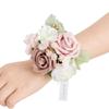 Valentine's Day Rose Wrist Corsage for Bride Groom Prom Wedding Artificial Silk Flowers Adjustable Wristband Artificial Flowers
