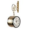 Golden Dual Side Bond Street Metal Carving Station Clock with Metal Stand 16.51 Cm