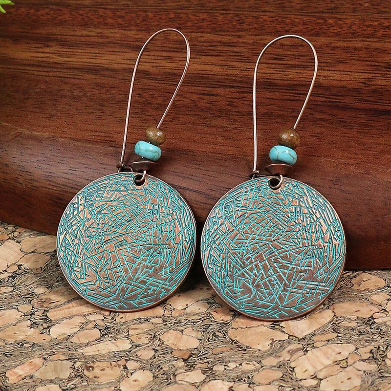 Retro Vintage Bohemian Geometric Drop Dangle Earrings For Women Ethnic Round Flower Leaf Tree Boho Earrings Female Jewelry Gift