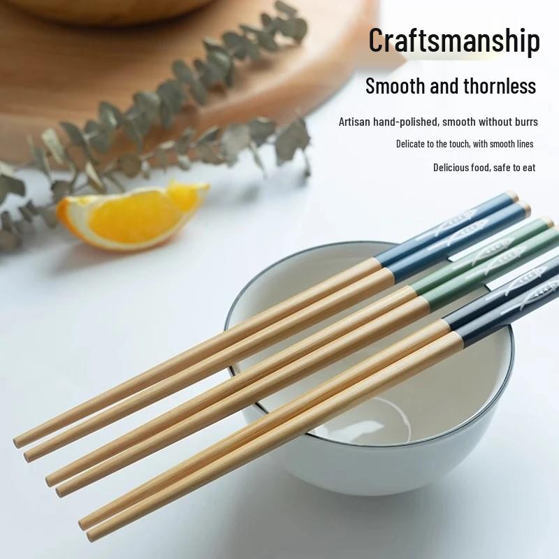Natürliche Nanobambus-Essstäbchen - 10 Paare, Rutschfest und Schimmelresistent für den Haushaltsgebrauch