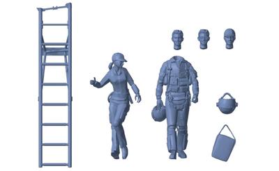 HMA Air Force Pilot Ground Crew Set Resin Kit 727 1/72 F-15J Self-Defense & (persons)