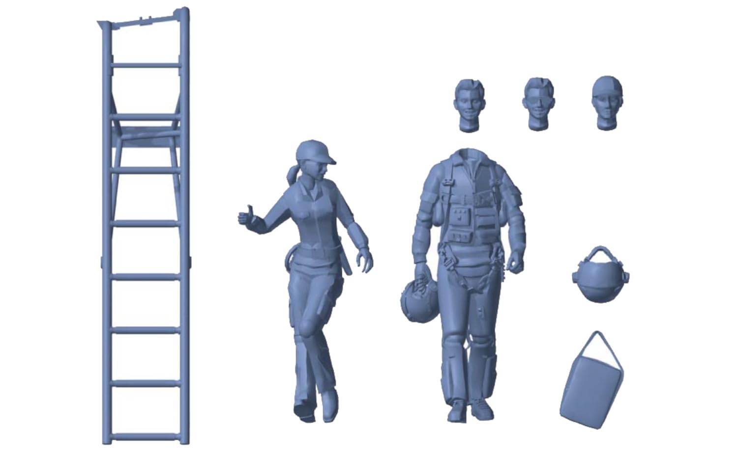 

HMA Набор наземной команды пилота ВВС Смоляной набор 727 1/72 F-15J Самооборона & (лица)