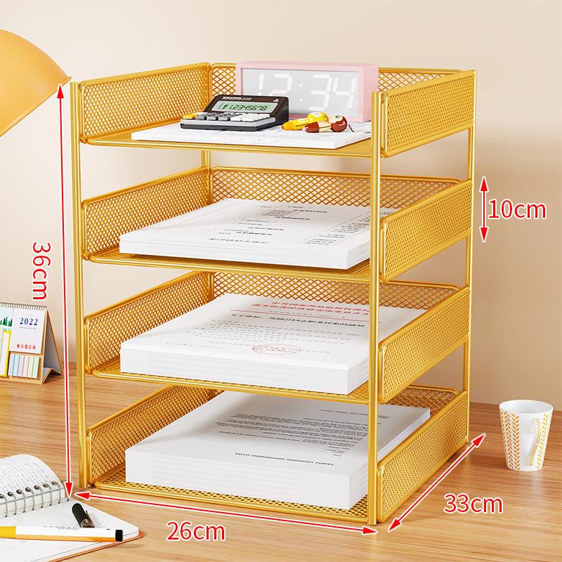 Multi-Layer Metal Desktop File Rack and Document Holder