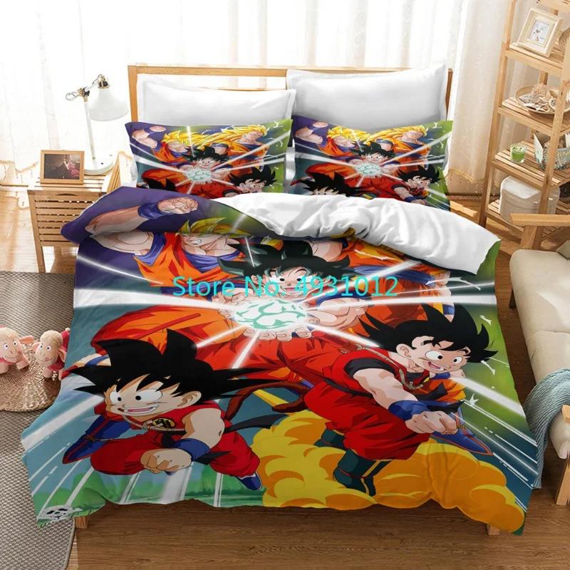 Cool Super Dragon Ball Z Son-Goku Anime Japanese Bedding Set Pillowcase Bedclothes 3D Print Kids Boy Quilt Duvet Cover Gift