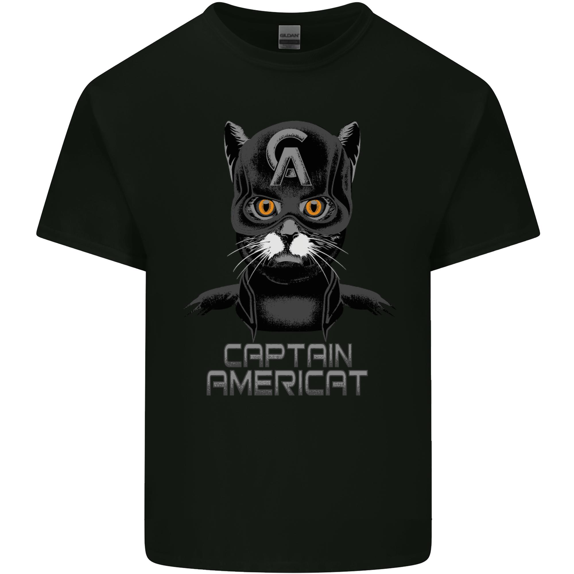Captain Americat Funny Superhero Cat Unisexs Light Cotton TShirt S