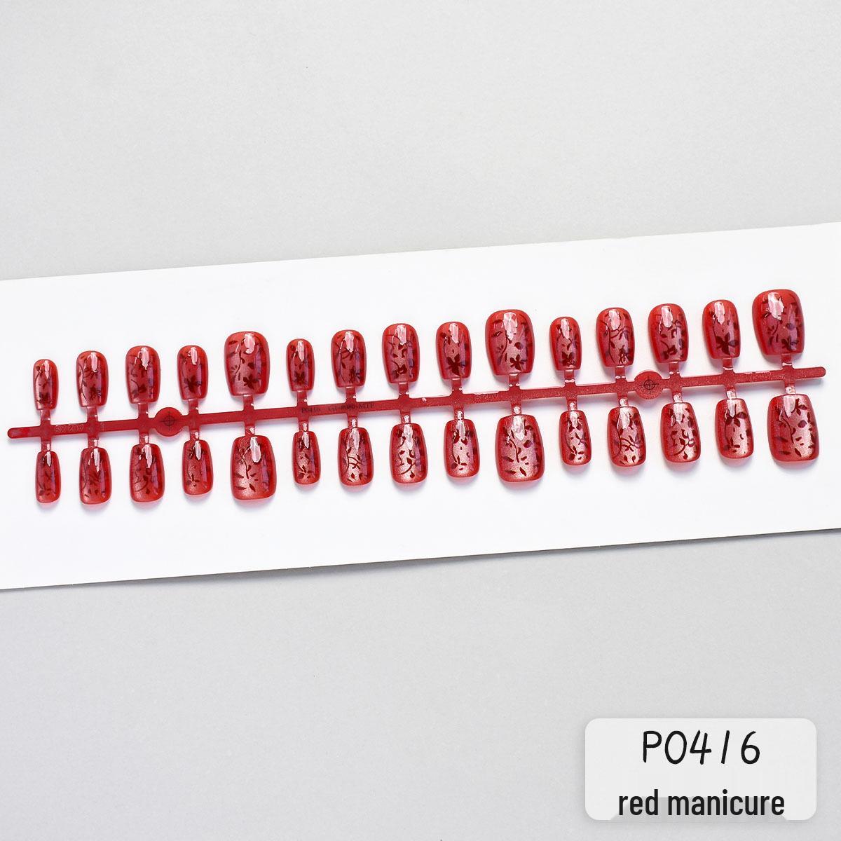 

New Year Collection: Auspicious Red Cat Eye Press-On Nails with Firework Design, Removable Chinese Style Nail Art Stickers