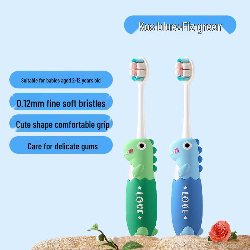 COODORA Kids Dinosaur Soft Bristle Toothbrush - 2-Pack