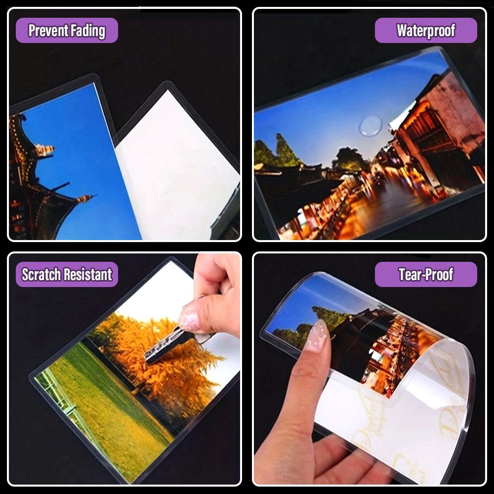 Silicone World 3/4/5/6 Inch 100 Sheets 60 Mic Thermal Laminating Film PET Plastic Film For Photo/Card/Picture Hot Laminator Film