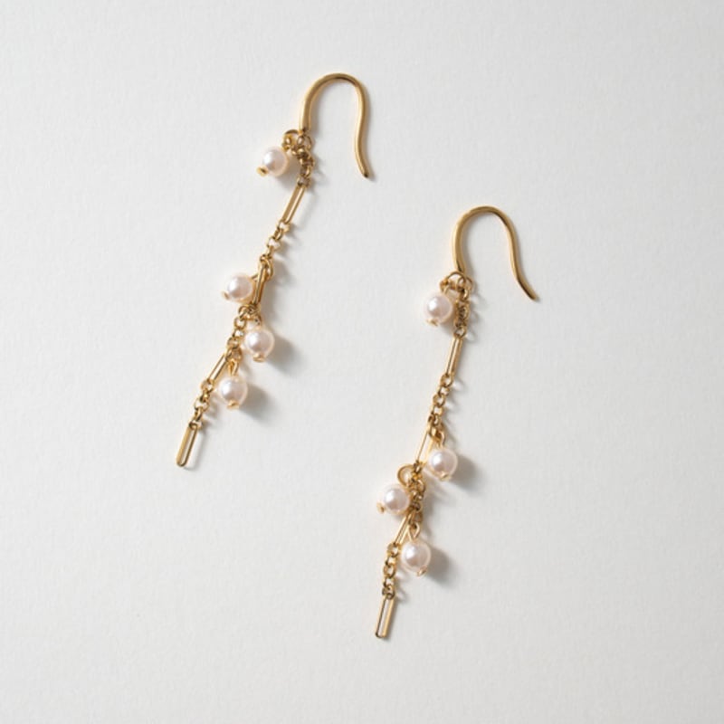 MERRYMOTIVE Drop pearl chain gold earring