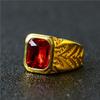 New Fashion Square Red Cubic Zirconia Ring for Women Men Vintage Luxury Gold Color Rings Bride Wedding Party Jewelry Gifts