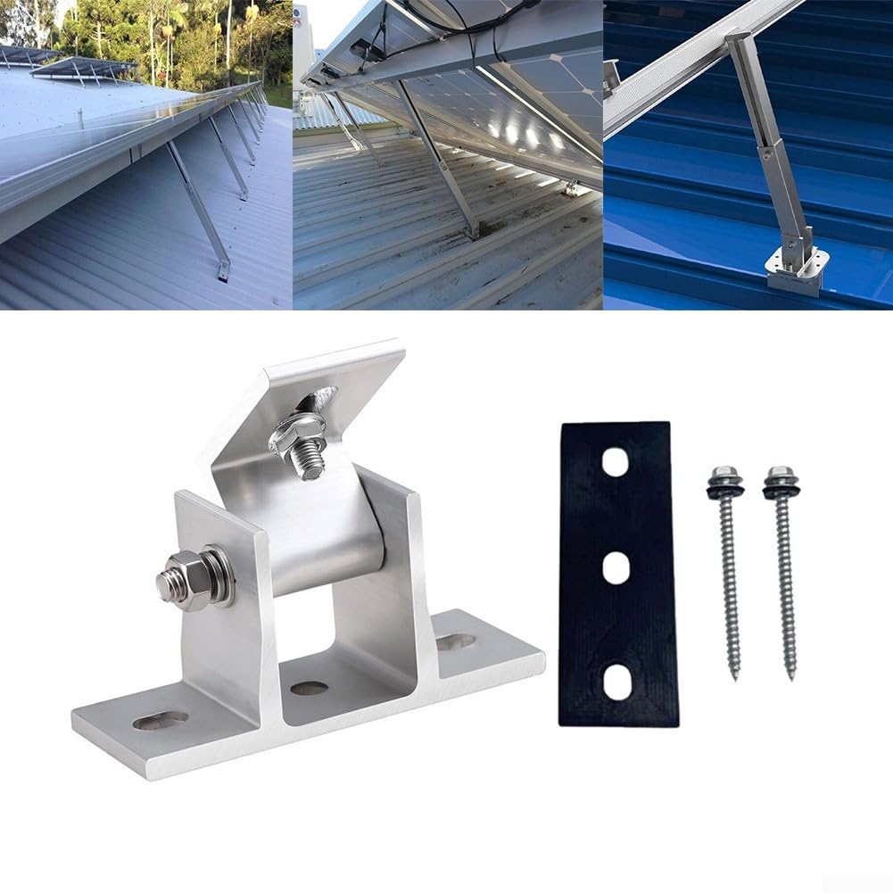 Aluminum Alloy Solar Panel Mount Bracket Adjustable Rotatable Elevation Angle Wind Resistant Low Pressure Flexible Roof Mounting
