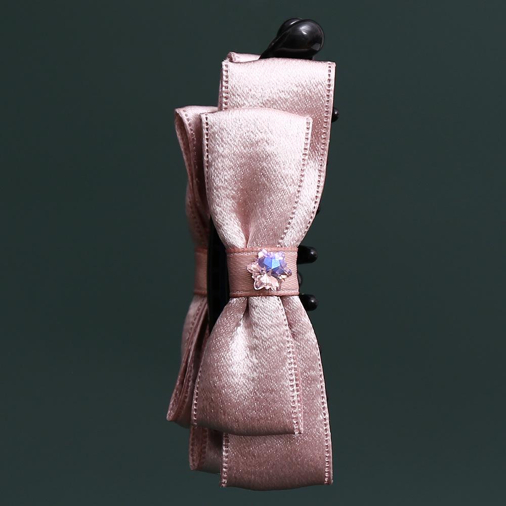 Korean Sweet Satin Bow Rhinestone Banana Hair Clip for Women